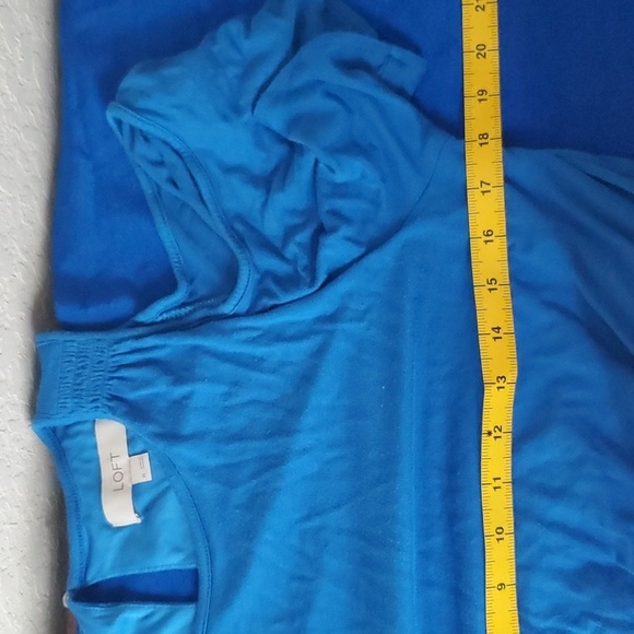 LOFT Womens Dress M Fit Flare Blue Cold Shoulder Rayon Knit Elastic Waist - Picture 6 of 7